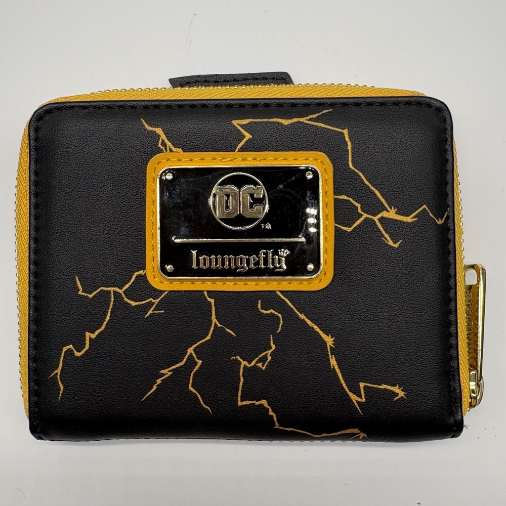 Loungefly DC Comics Black Adam Lightning Zip Around Bifold Wallet Black Yellow
